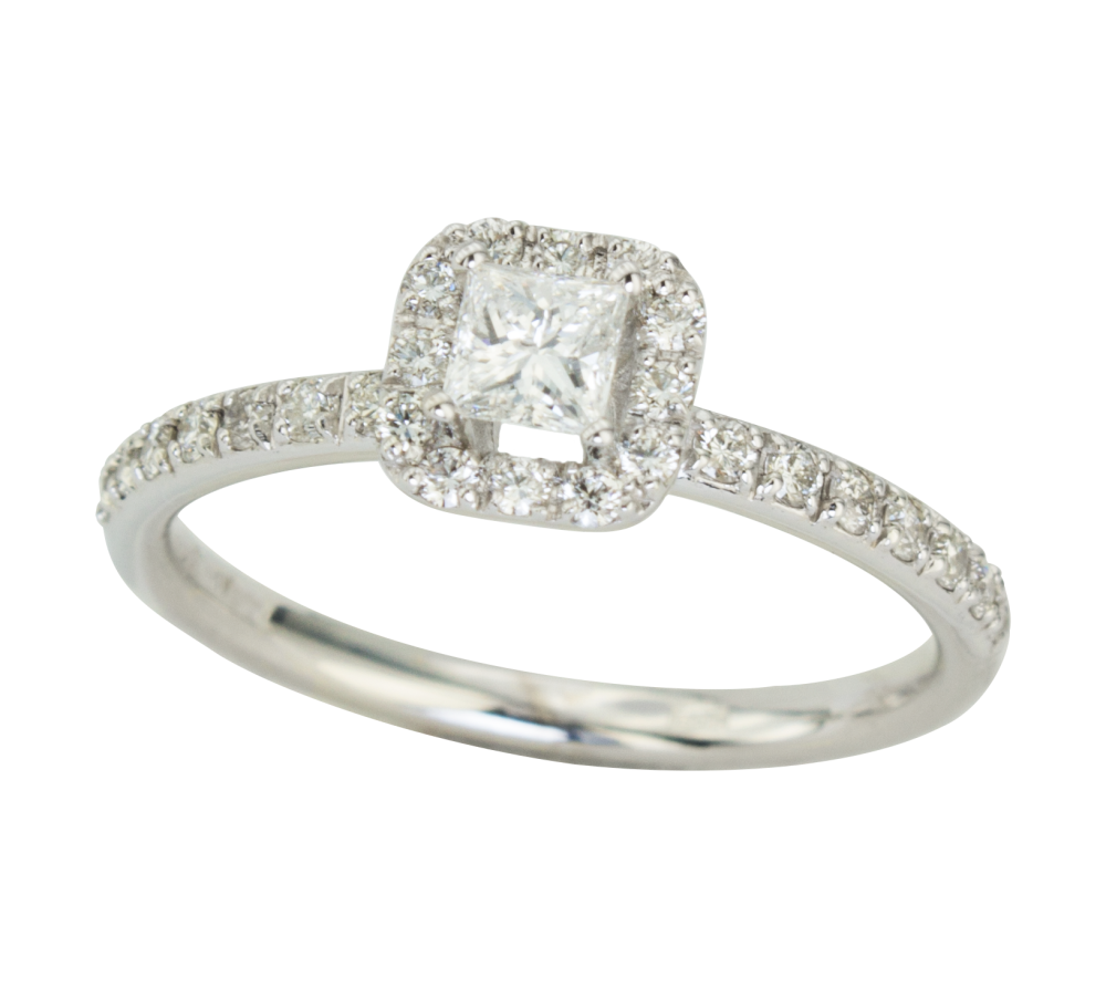 Годежен пръстен от бяло злато с диаманти 889692