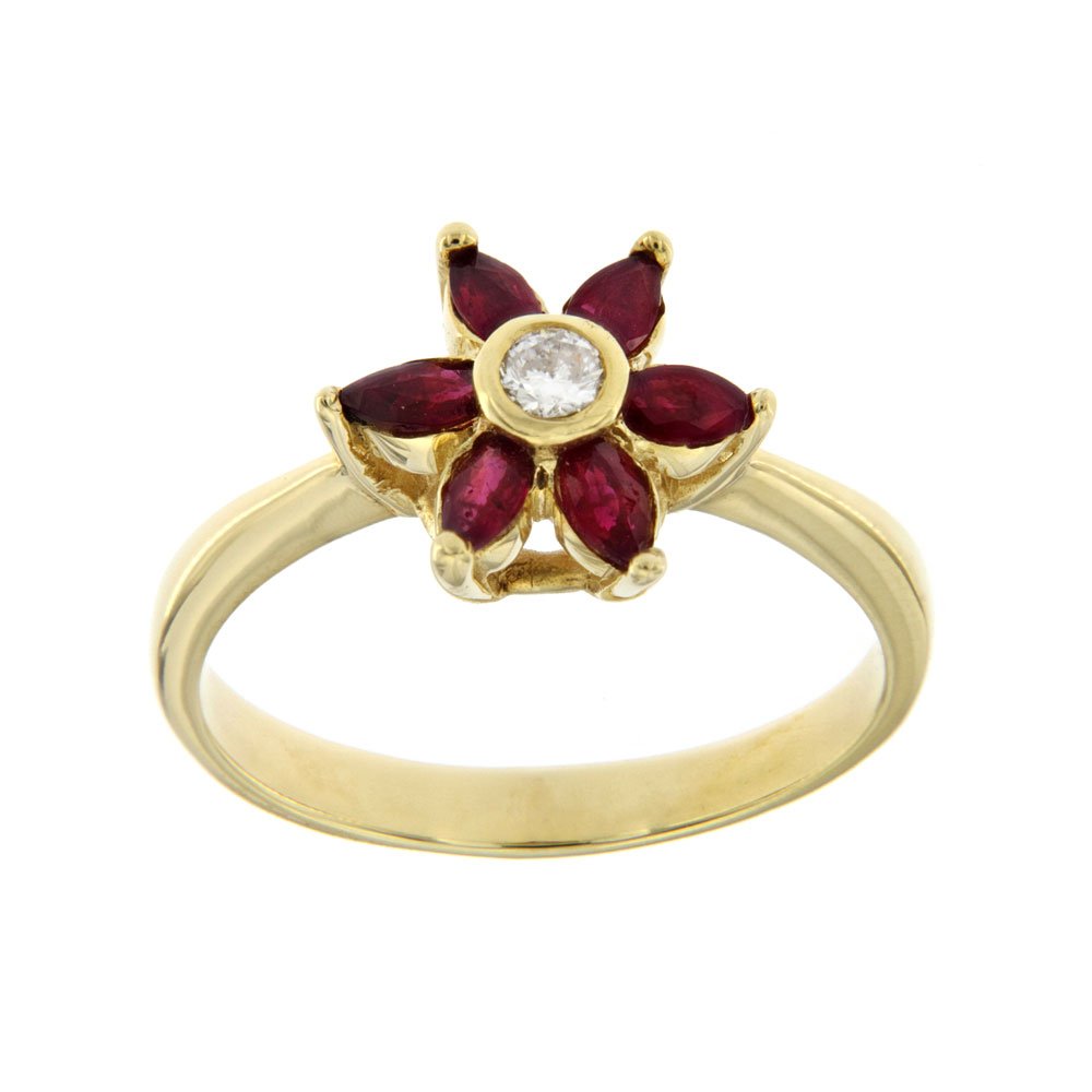 Златен пръстен с диаманти и рубин 154