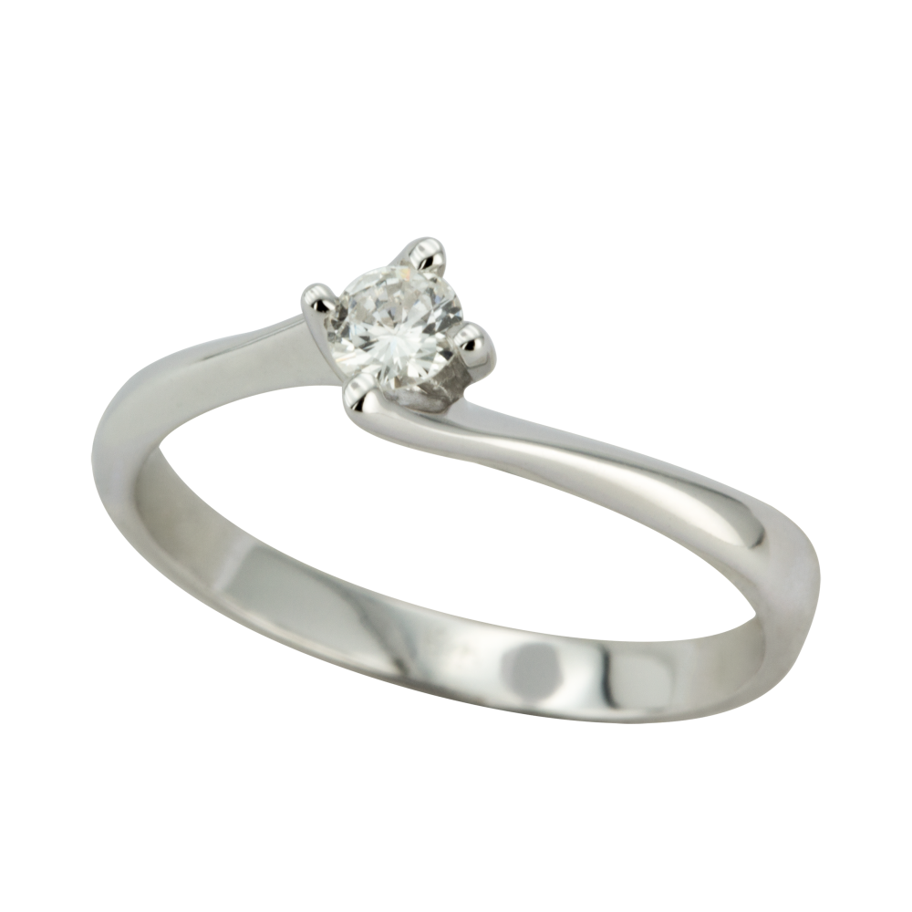 Годежен пръстен с диамант от бяло злато 889800