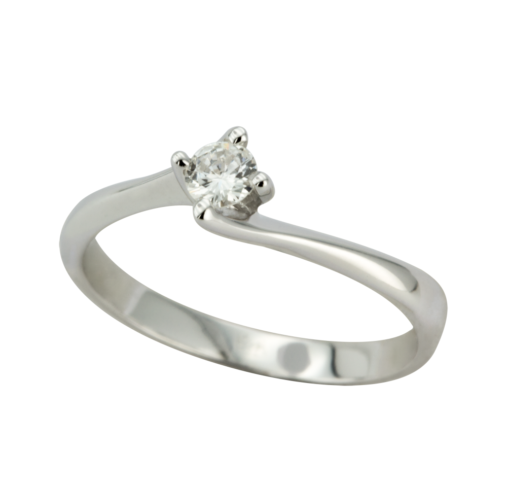 Годежен пръстен с диамант от бяло злато 889800