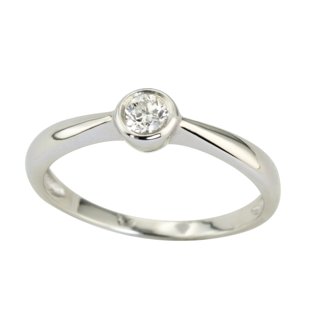 Елегантен годежен пръстен от бяло злато с диамант 555517