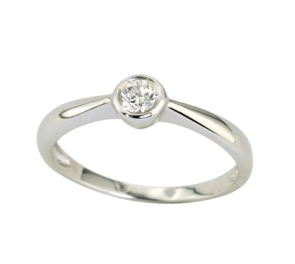 Елегантен годежен пръстен от бяло злато с диамант 555517