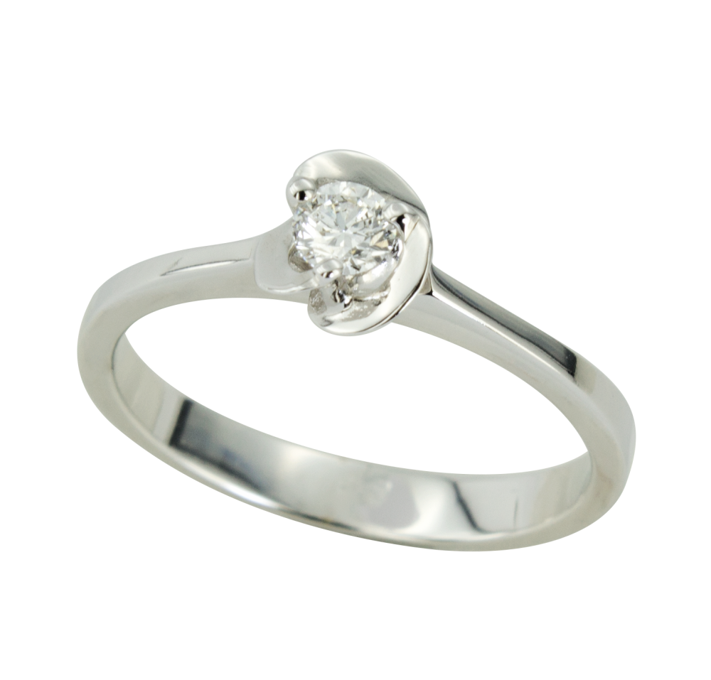 Годежен пръстен от бяло злато с диамант 889476