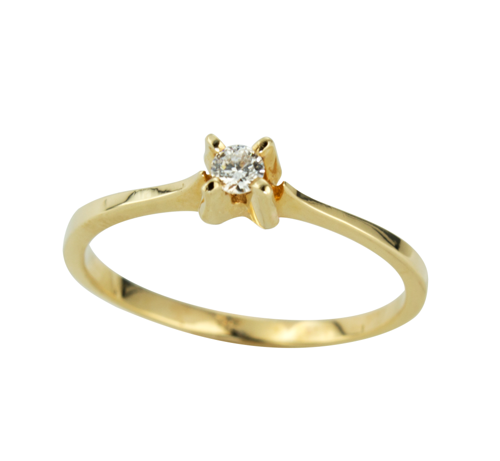 Нежен годежен пръстен от жълто злато 889201