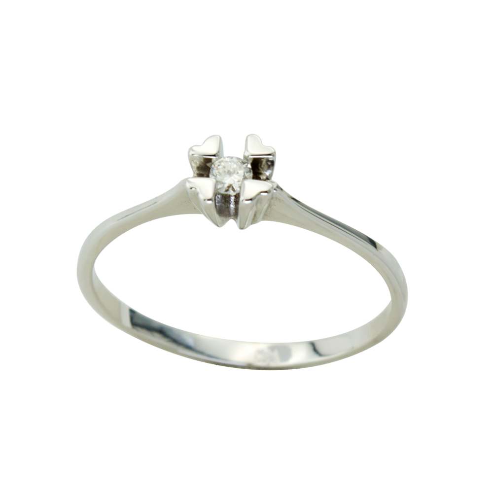 Годежен пръстен с диамант от бяло злато 889359