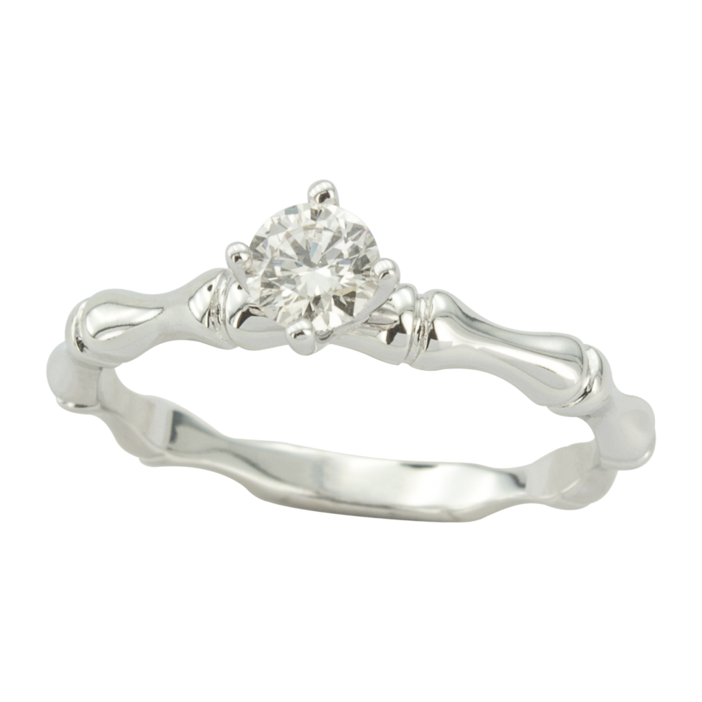 Интересен годежен пръстен от бяло злато с диамант 890058