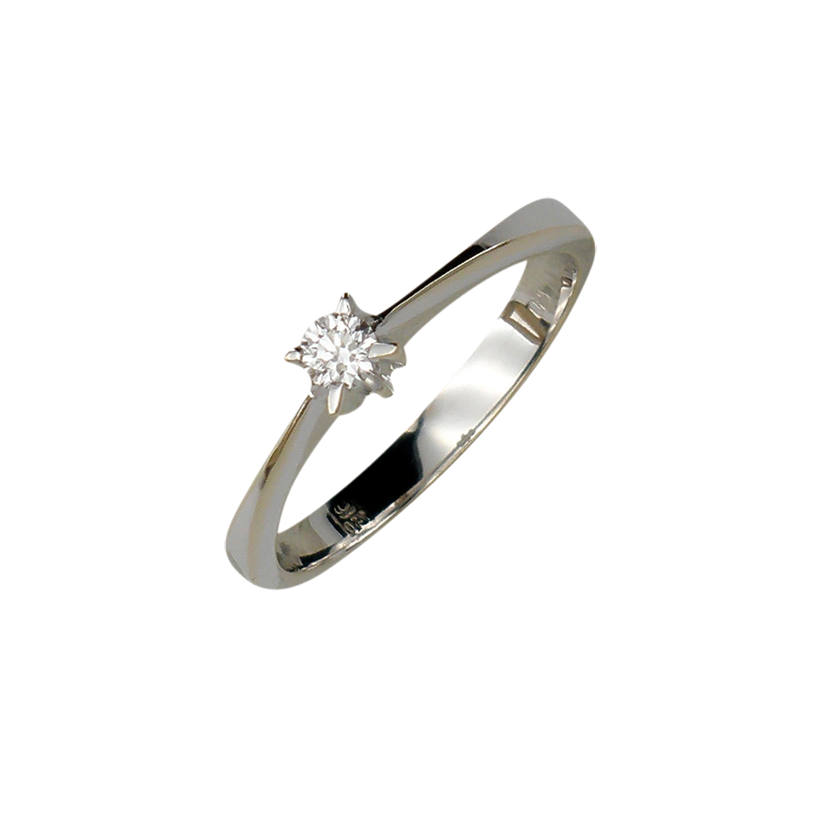 Годежен пръстен с диамант и бяло злато 81580