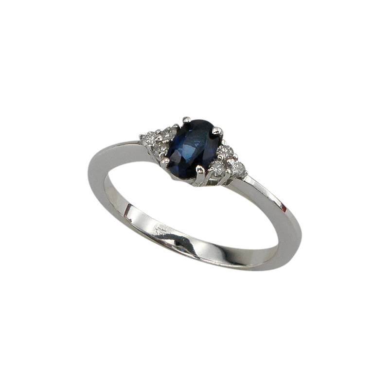 Златен пръстен със сапфир и диаманти 81196