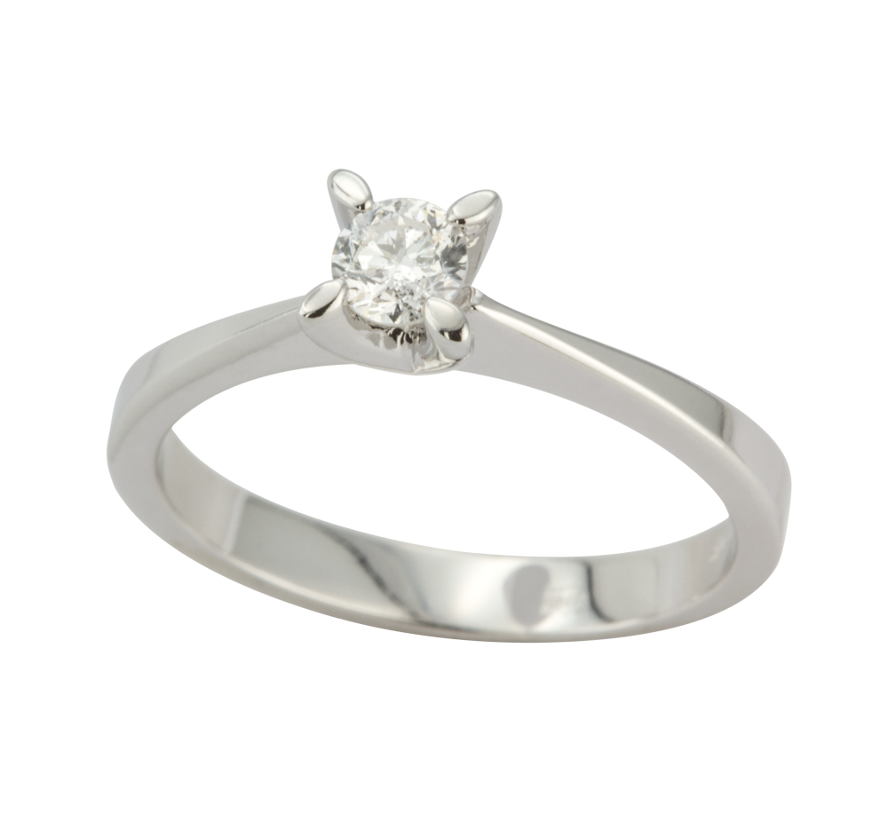 Стилен годежен пръстен от бяло злато с диамант 890018