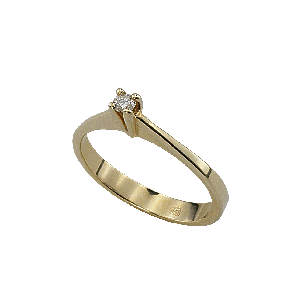Годежен пръстен от жълто злато с диамант 888933