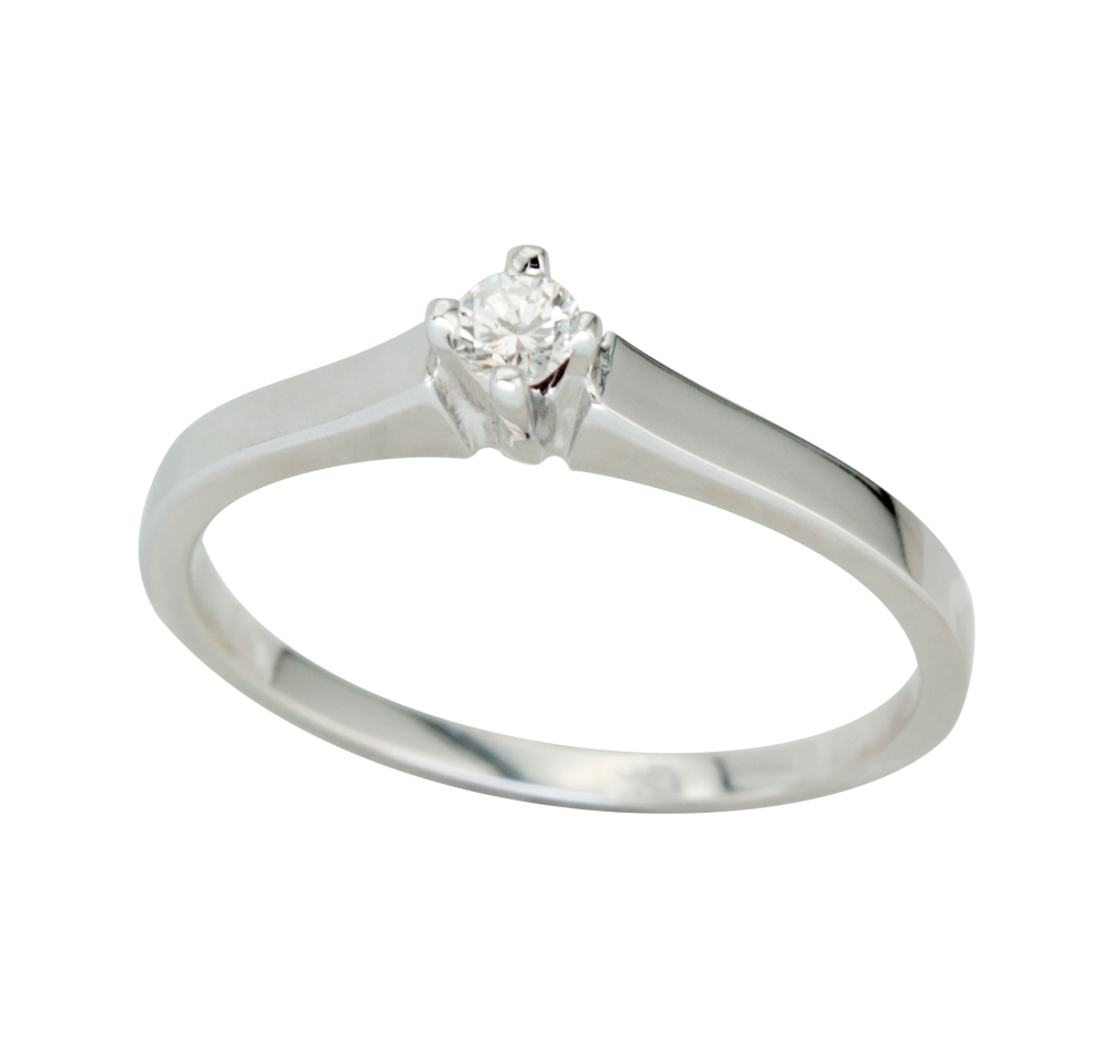 Годежен пръстен от бяло злато с диамант 889127
