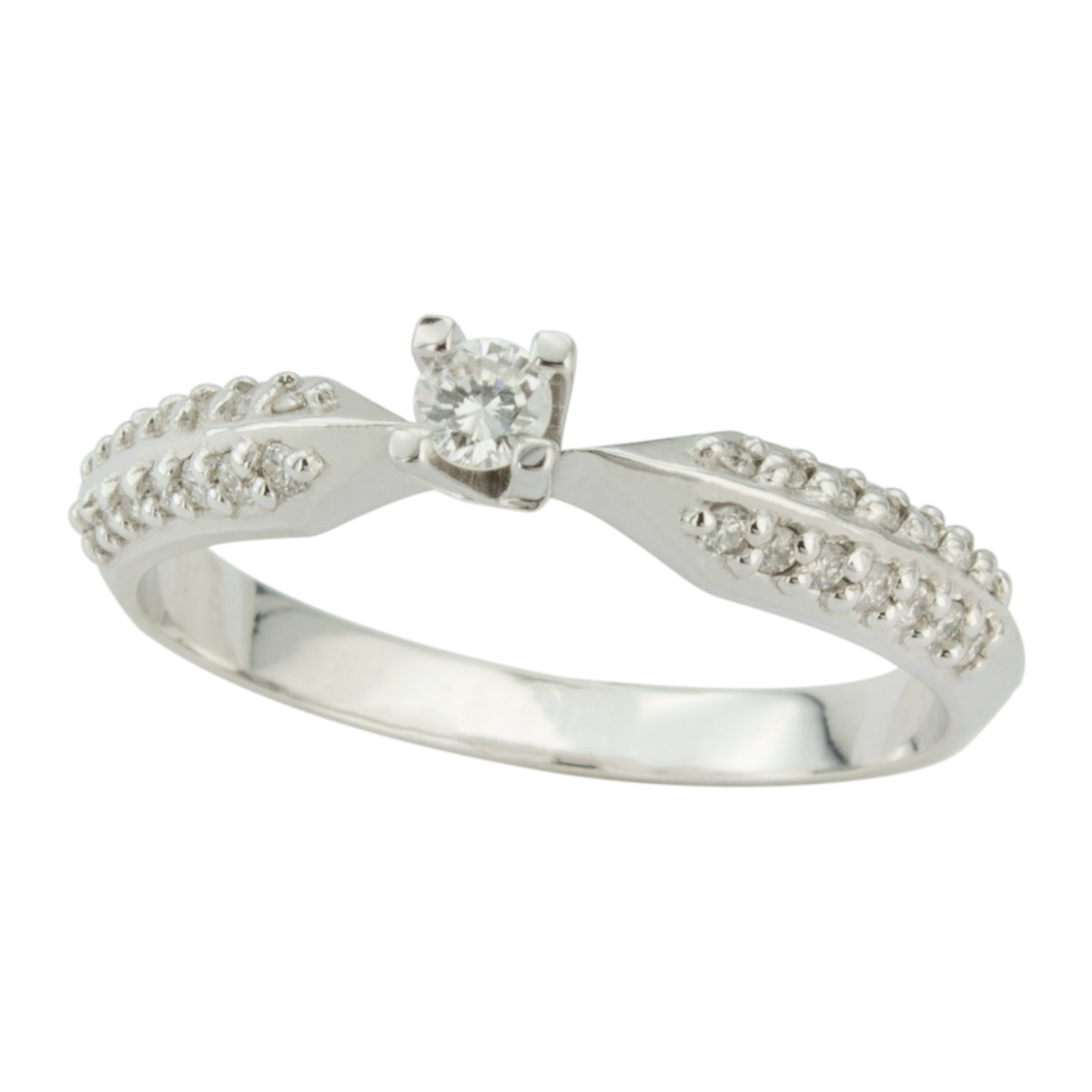 Годежен пръстен от бяло злато с диаманти 890063