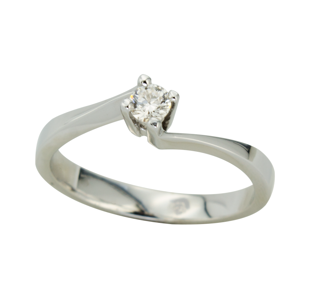 Годежен пръстен с диамант от бяло злато 889138