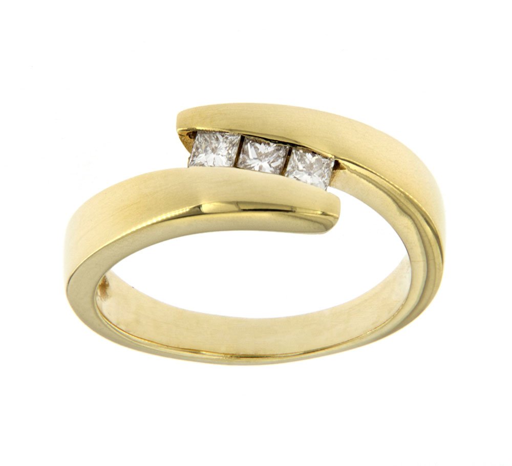 Дизайнерски пръстен с 3 диаманта 81004