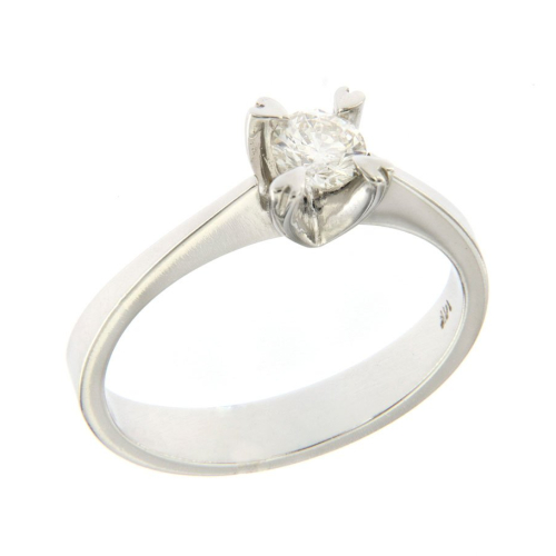 Елегантен годежен пръстен от бяло злато с диамант 889818