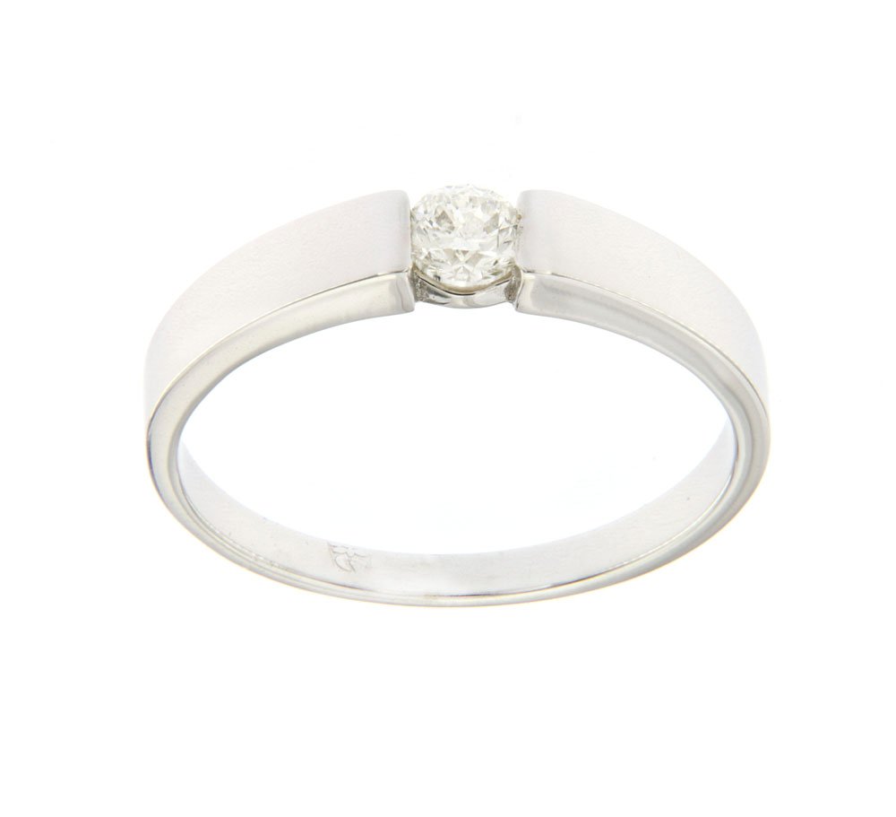 Елегантен годежен пръстен от бяло злато с диамант 889996