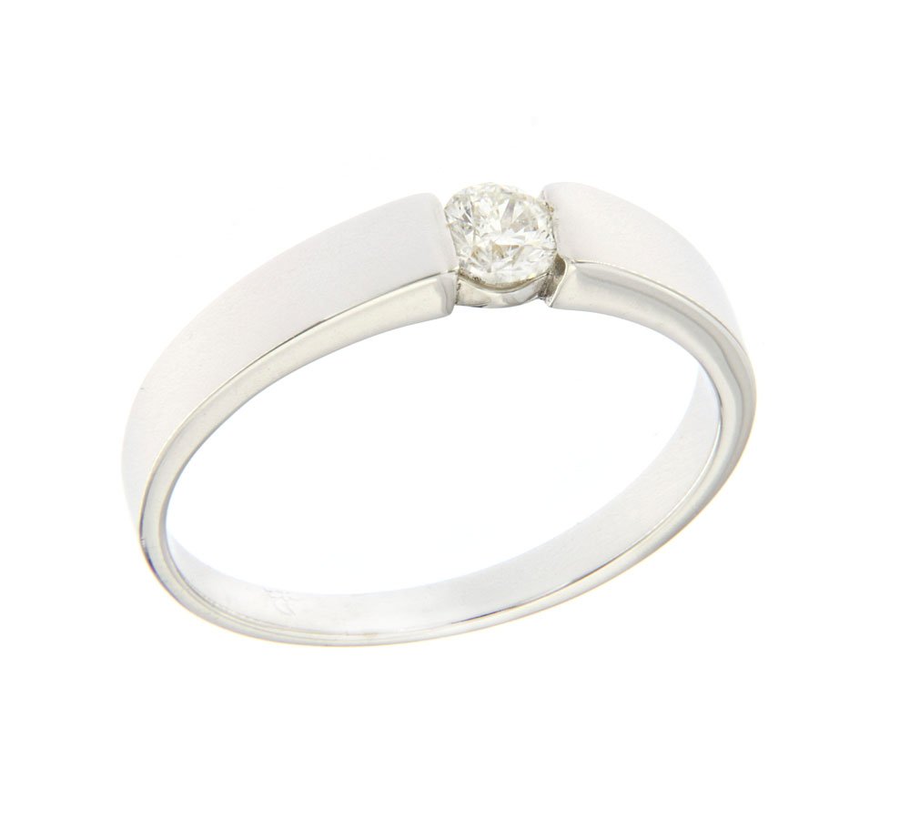 Елегантен годежен пръстен от бяло злато с диамант 889996