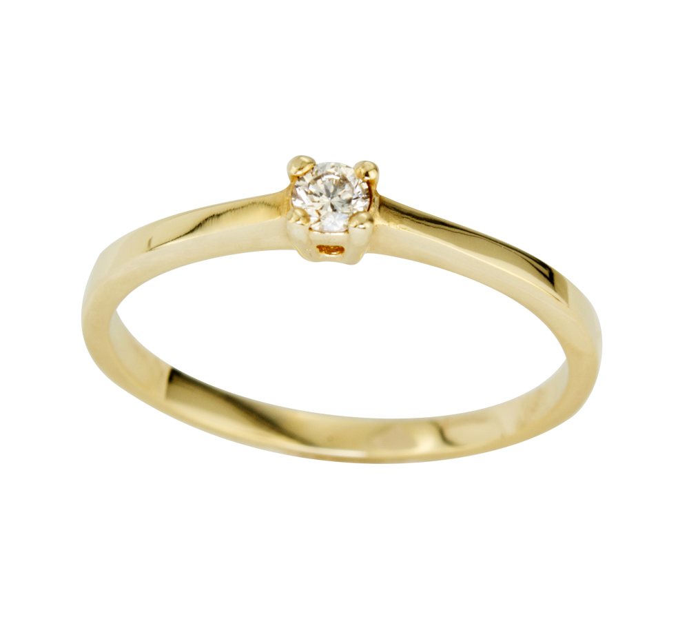Нежен годежен пръстен от жълто злато 888568