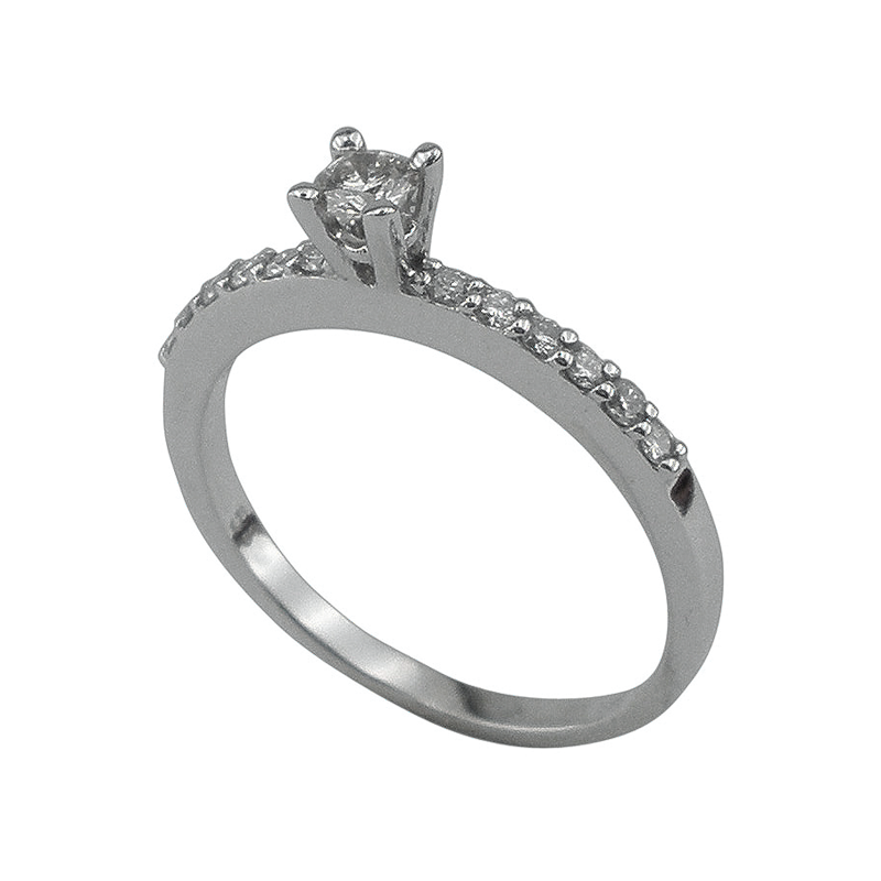 Годежен пръстен от бяло злато с диаманти 888235