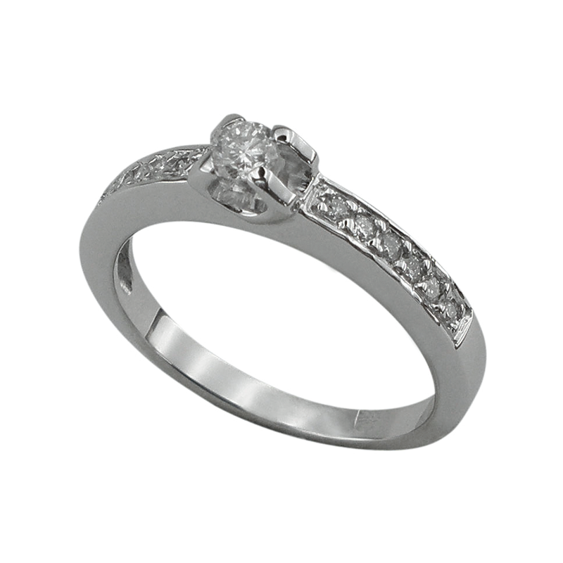 Годежен пръстен от бяло злато с диаманти 888398