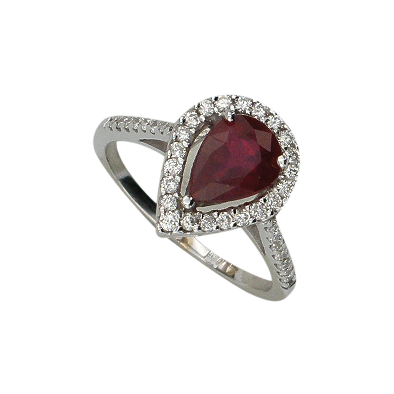 Златен пръстен с рубин и диаманти 80242