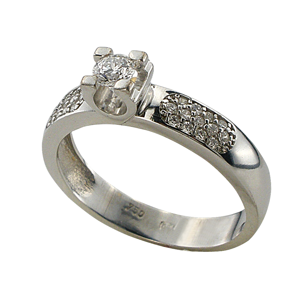 Годежен пръстен с диаманти от бяло злато 888571