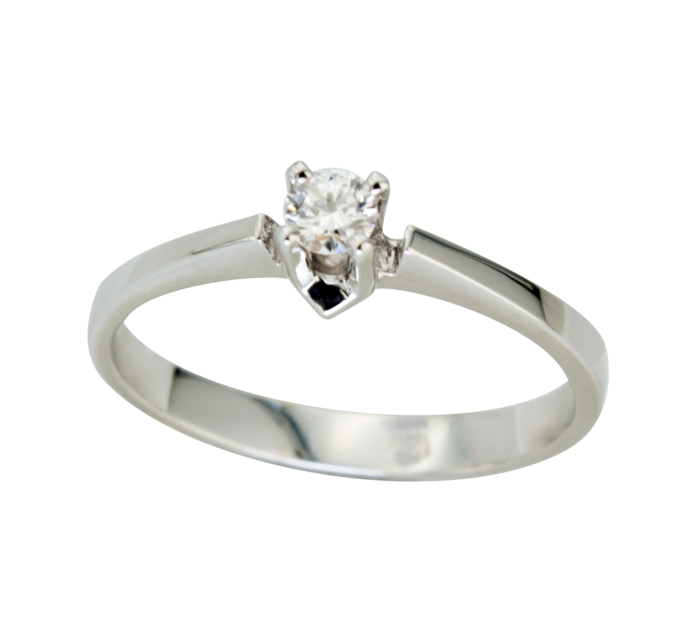Стилен годежен пръстен с диамант от бяло злато 889629