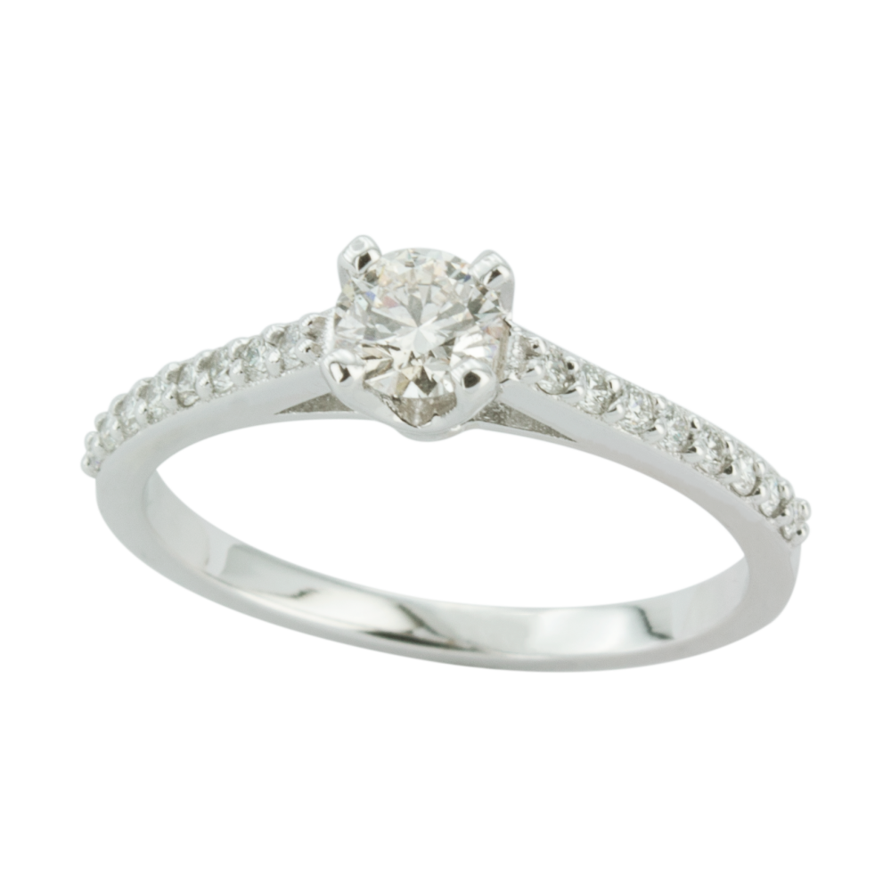 Годежен пръстен от бяло злато с диаманти 890069