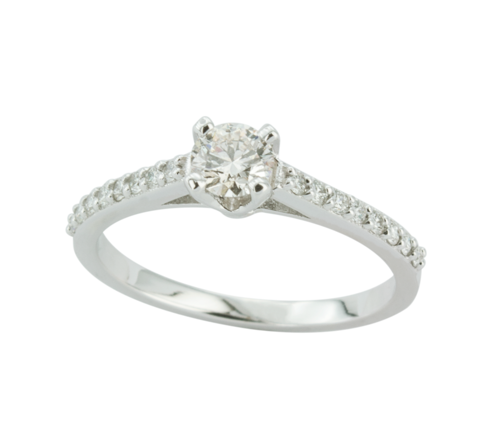Годежен пръстен от бяло злато с диаманти 890069
