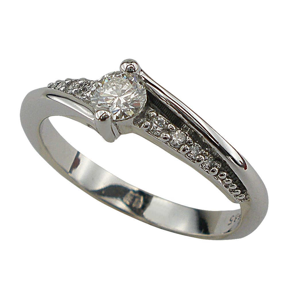 Годежен пръстен от бяло злато с диаманти 888549