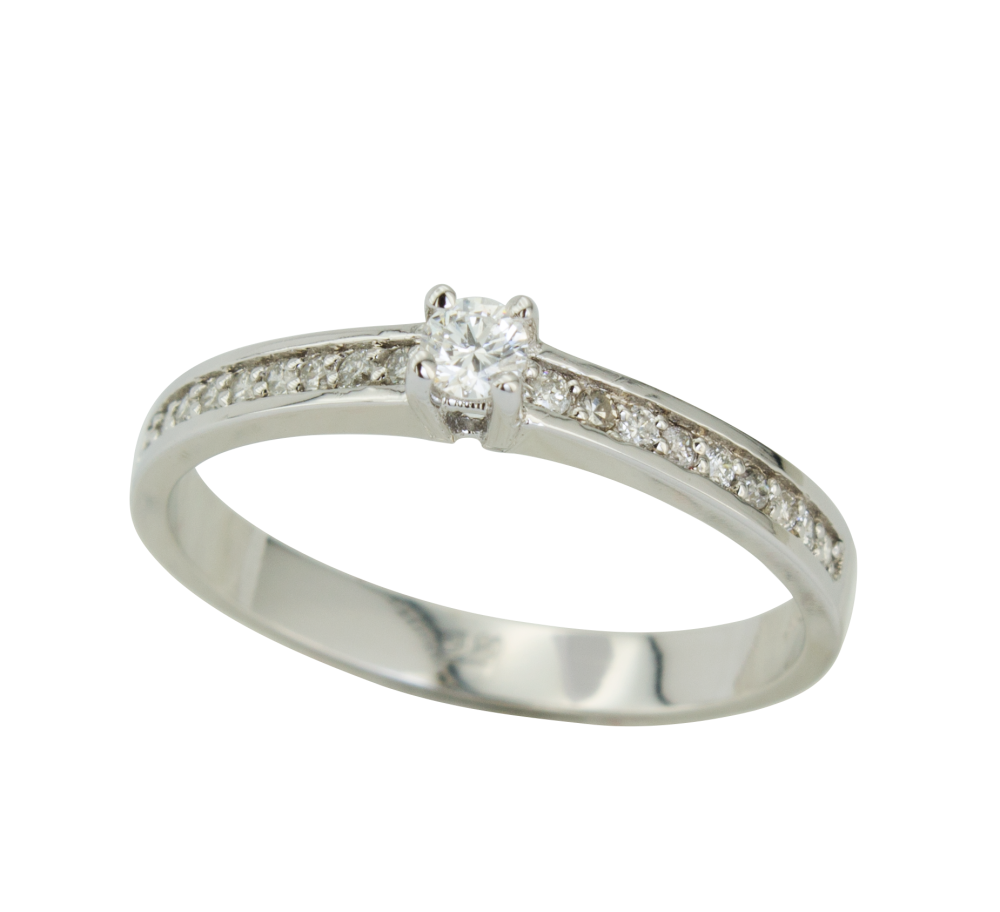 Годежен пръстен от бяло злато с диаманти 889724
