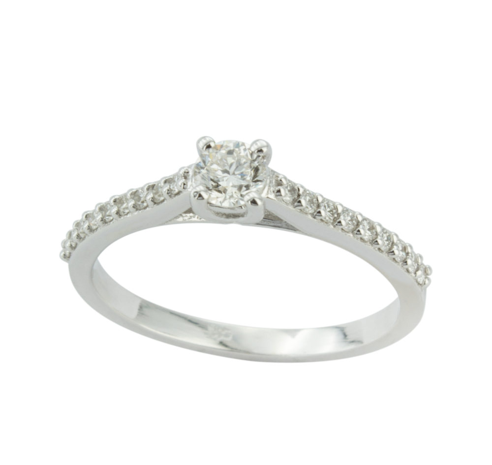Годежен пръстен от бяло злато с диаманти 890068